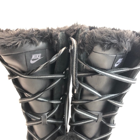 Nike Women's Black Apres Skyhigh Knee High Faux Fur Snow Boots - Picture 4 of 6